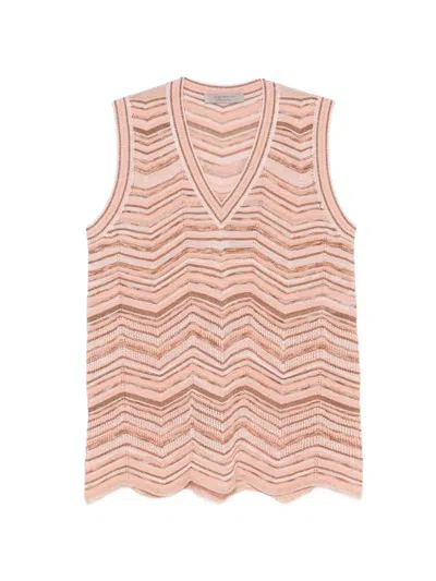 D Exterior Chevron-knit Metallic-thread Top In Multi