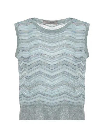 D Exterior Chevron-knit Sleeveless Sweater In Blue