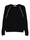 D Exterior Classic Black Sweater With Round Neckline And Long Sleeves In Black