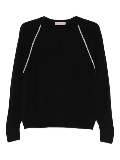 D EXTERIOR CLASSIC BLACK SWEATER WITH ROUND NECKLINE AND LONG SLEEVES