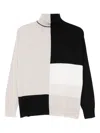 D Exterior Colour-block Turtleneck Jumper In Neutral