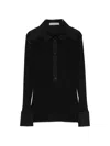 D Exterior Contrast-panel Button-up Blouse In Black