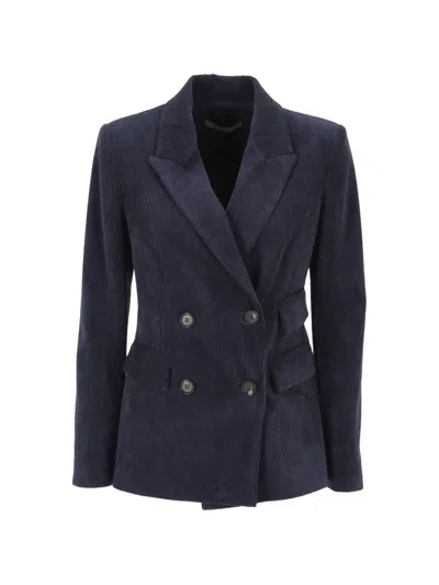 D Exterior Corduroy Double-breasted Jacket In Black