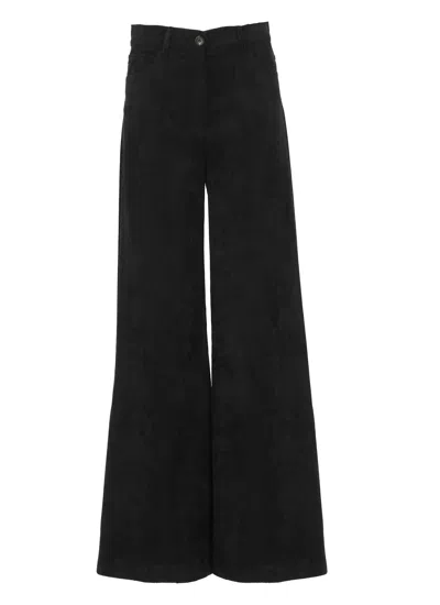 D Exterior Corduroy Palazzo Pants In Black