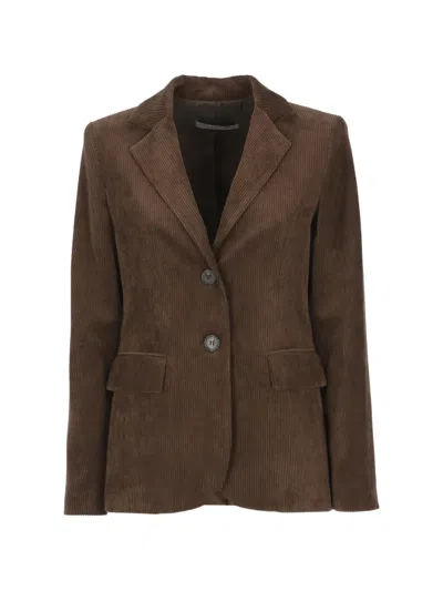 D Exterior Corduroy-effect Single-breasted Jacket In Brown