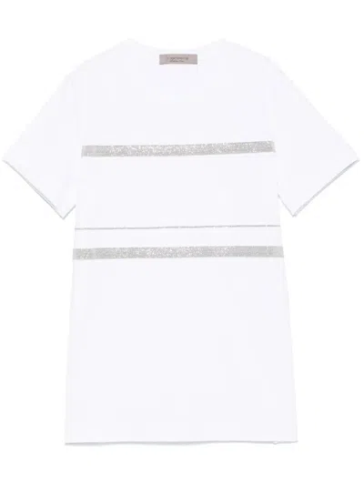 D Exterior D. Exterior Cotton Jersey Chain Drop T-shirt In White