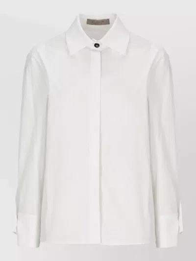 D Exterior Cotton Long-sleeve Shirt In White