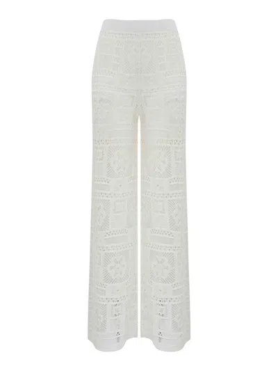 D Exterior Cotton Patchwork Trousers In White