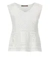 D Exterior Perforated Lace Top In White