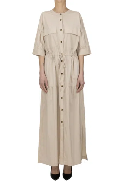 D Exterior Cotton-blend Shirt Dress, In Neutral