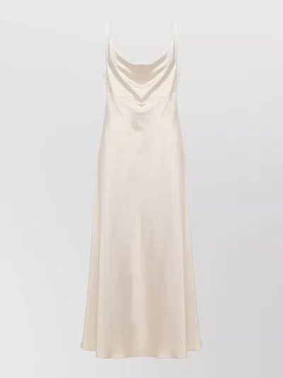 D Exterior Cowl Neckline Satin Maxi Dress Spaghetti