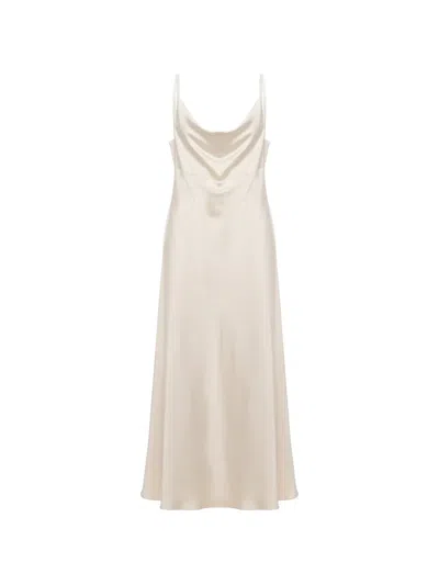 D Exterior D.exterior Satin Cowl-neck Maxi Dress In White