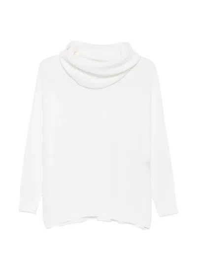 D Exterior Cowl-neck Sweater In White
