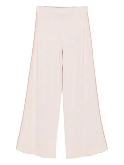 D EXTERIOR CREAM AND BEIGE WIDE-LEG TROUSERS CRAFTED