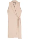D Exterior Crepe Wrap Midi Dress In Neutral