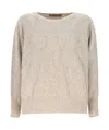 D Exterior Crew Neck Long Sleeve Sweater In Neutral