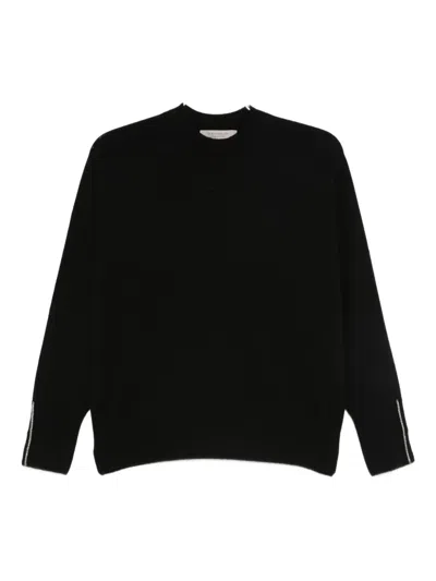 D Exterior Crew-neck Sweater In Black