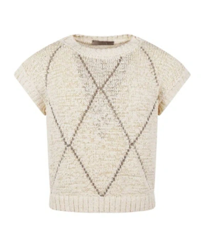 D Exterior Crew Neck Sweater In Neutral