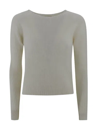 D Exterior Crew Neck Sweater In White