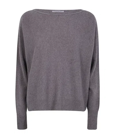 D Exterior Crew-neck Knit Sweater In Purple