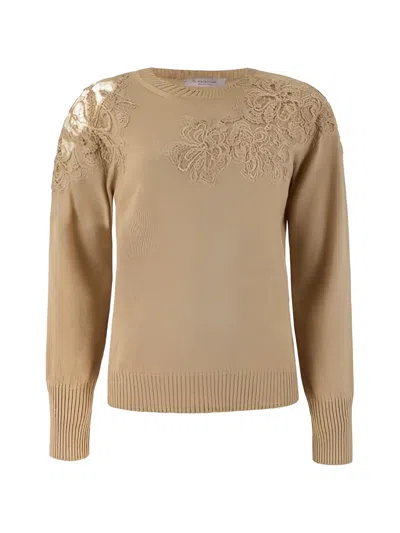 D Exterior Crew-neck Sweater In Brown