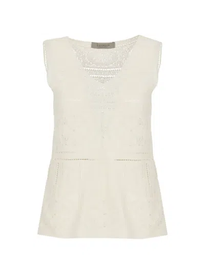 D Exterior Crochet-knit Sleeveless Top In Neutral