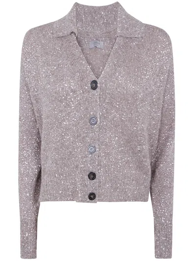 D Exterior D. Exterior Cropped Cardigan Soft Alpaca Crystals In Gray