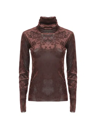 D Exterior Crushed-effect Roll-neck Sweater In Brown