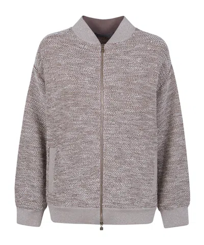 D Exterior Zip-fastening Bomber Jacket In Gray