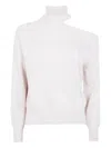 D Exterior Cut-out Turtleneck Sweater In White