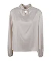 D Exterior Cutout Detail Blouse In Gray