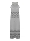 D Exterior Degrade Dress In Viscose And Lurex With Bow In Gray