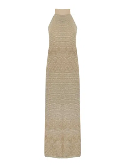 D Exterior Degrade Dress In Viscose And Lurex With Bow In White