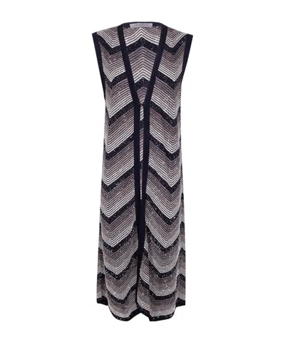 D Exterior Degrade Lux Long Waistcoat In Black