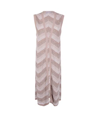 D Exterior Degrade Lux Long Waistcoat In Brown