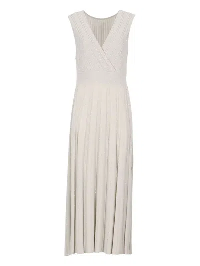 D Exterior D.exterior Beige Pleated Maxi Dress