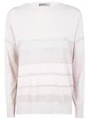 D Exterior D.exterior Boatneck Long Sleeves Oversized Stripes Lux Sweater In Neutral