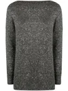 D Exterior D.exterior Boatneck Sequins Soft Long Sweater In Gray