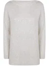 D Exterior D.exterior Boatneck Sequins Soft Long Sweater In Neutral