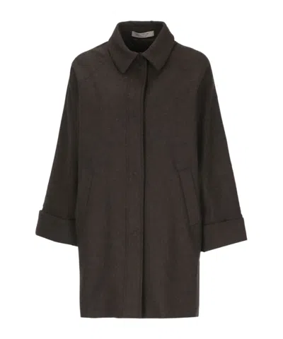 D Exterior D.exterior Boxy Button-front Coat In Brown