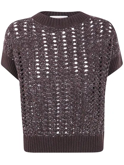 D Exterior D.exterior Braid Crystals Gilet In Brown