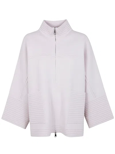 D Exterior Ribbed-panel Zip-front Coat In Purple