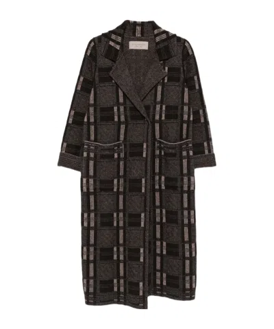 D Exterior D.exterior Checked Long Coat In Brown