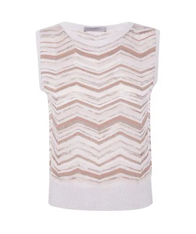 D Exterior D.exterior Chevron Sleeveless Knitted Top In Pink