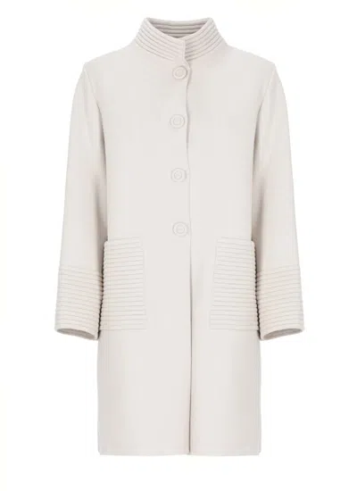 D Exterior High-neck Patch-pocket Coat In Neutral
