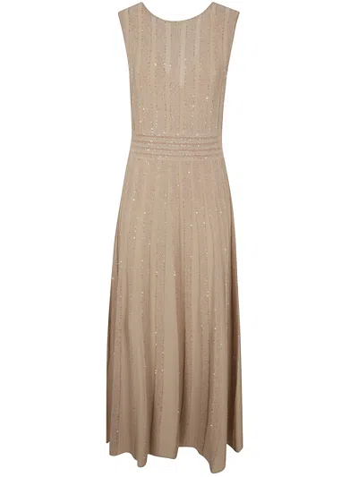 D Exterior D.exterior Crystals Long Dress In Brown