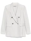 D Exterior Dexterior Double-breasted Textured Blazer With Classic Lapel In White