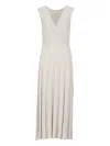 D Exterior D.exterior Beige Pleated Maxi Dress In White