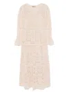 D Exterior D.exterior Beige Long Dress With Lace And Slip Dress In Neutral