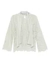 D Exterior Dexterior Green Shirt With Delicate Lace Overlay In White